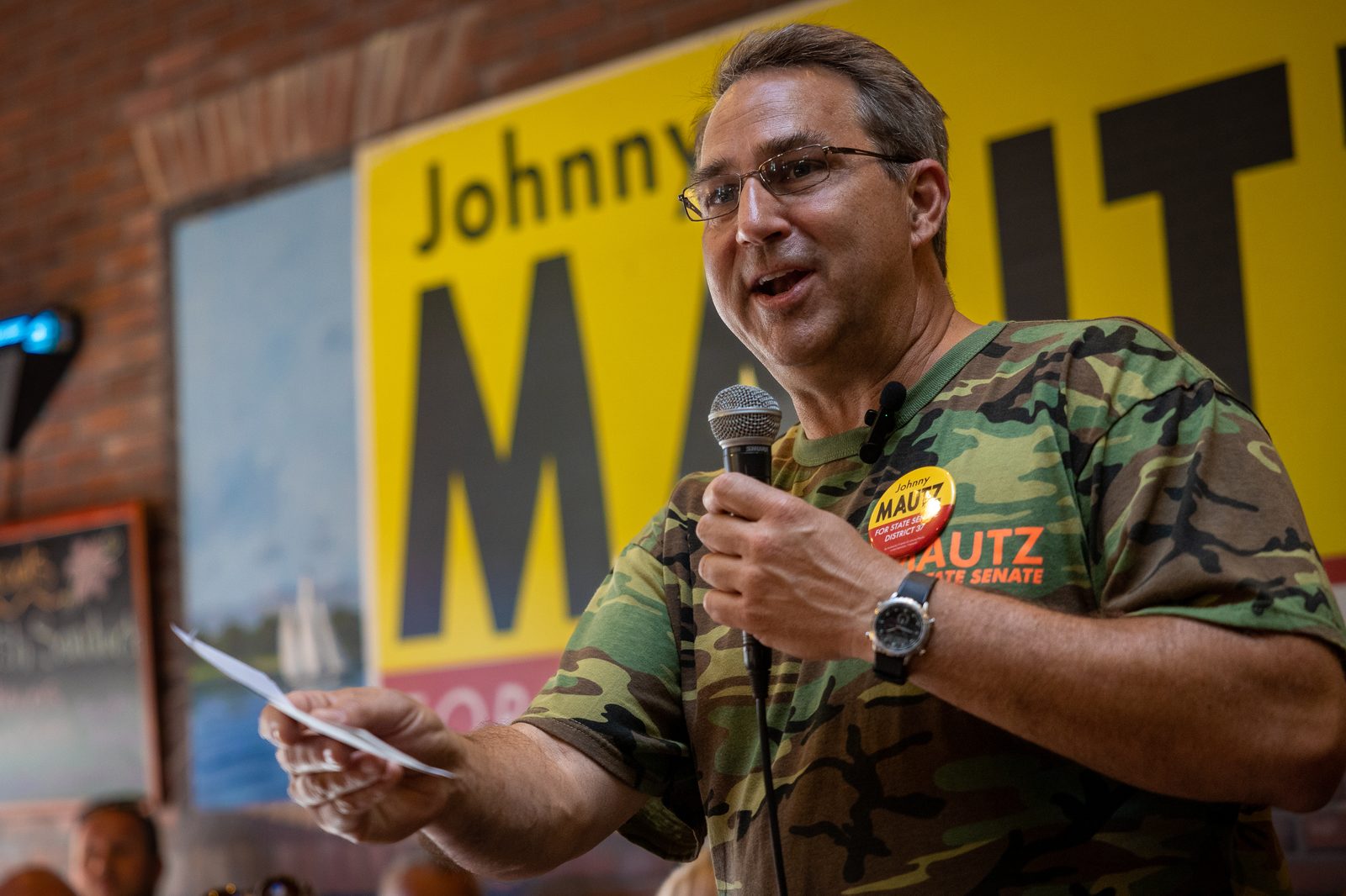 Senator Johnny Mautz speaking at his Eastern Shore campaign rally